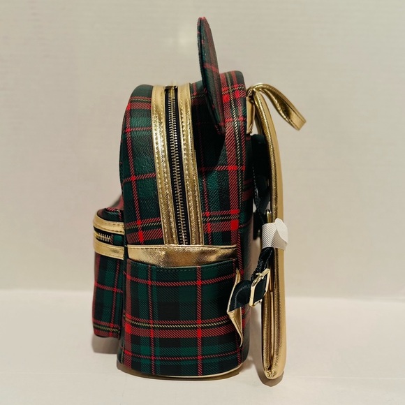 Loungefly Disney NWT Mickey Holiday Plaid Mini Backpack - Picture 2 of 8